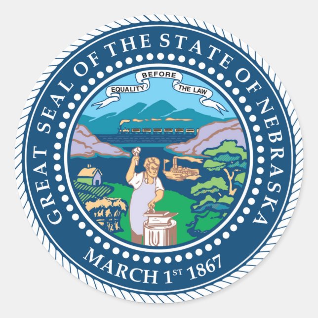 Nebraska state seal america republic symbol flag (Front)