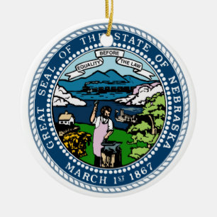 Nebraska State Seal Ceramic Tree Decoration