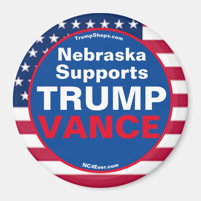 Nebraska Supports TRUMP VANCE Refrigerator Magnet (Front)