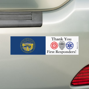 Nebraska Thank You First Responders Bumper Sticker