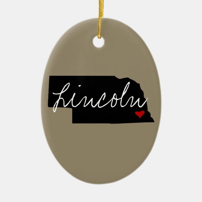 Nebraska Town Ceramic Tree Decoration (Front)