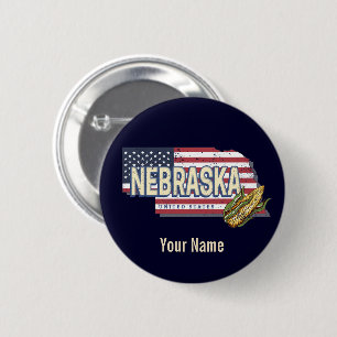 Nebraska United States Retro State Map Vintage USA 6 Cm Round Badge