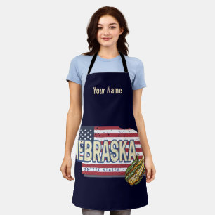Nebraska United States Retro State Map Vintage USA Apron
