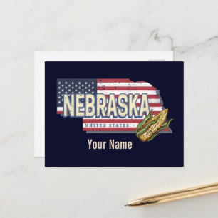 Nebraska United States Retro State Map Vintage USA Holiday Postcard