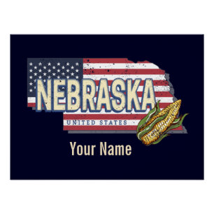 Nebraska United States Retro State Map Vintage USA Poster