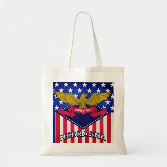 Nebraska USA Flag Tote Bag (Front)