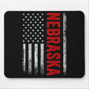 Nebraska Vintage Us American Flag Retro For Men Wo Mouse Pad