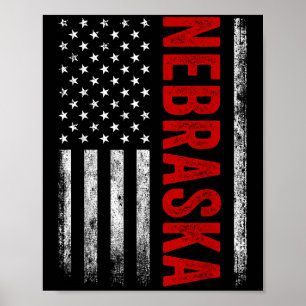 Nebraska Vintage Us American Flag Retro For Men Wo Poster
