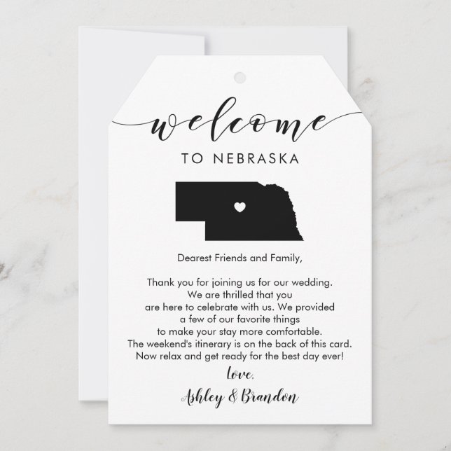 Nebraska Wedding Welcome Tag Letter Itinerary (Front)