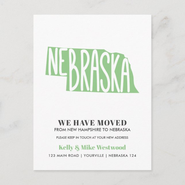 NEBRASKA We've moved New address New Home   Postcard (Front)