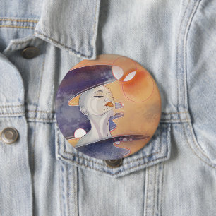 Nebula Attack and Galactic Pearl Necklace 10 Cm Round Badge