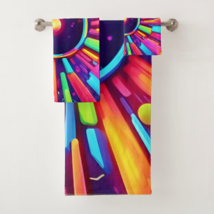 Nebula Burst: Cosmic Kaleidoscope Bath Towel Set