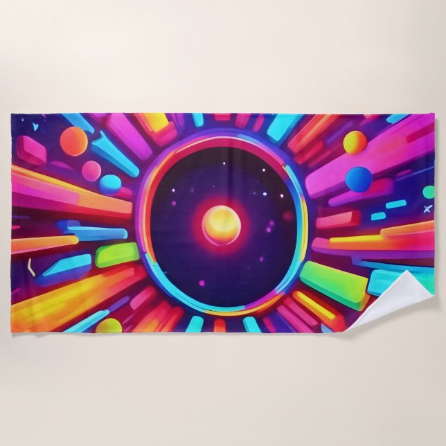 Nebula Burst: Cosmic Kaleidoscope Beach Towel (Front)