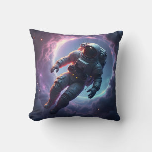 Nebula Drift: The Lone Explorer – Sci-Fi Space Art Cushion