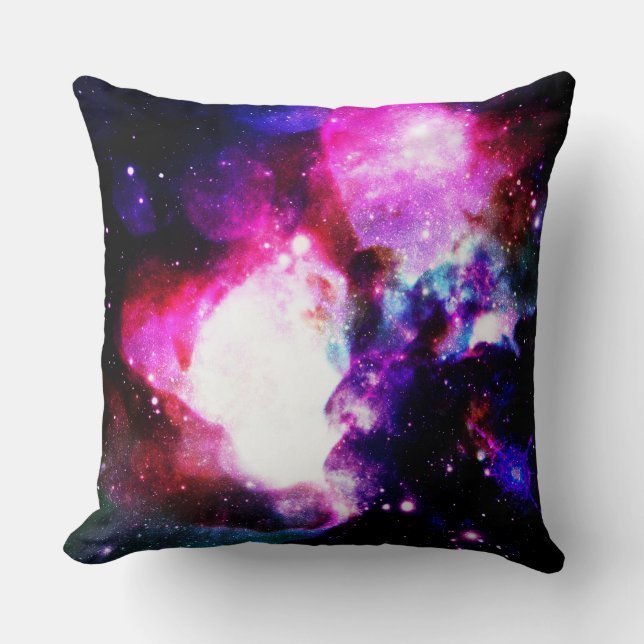 Nebula Galaxy  Pink Purple Blue Cushion (Front)