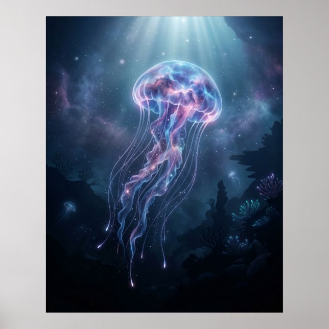 Nebula Jellyfish Cosmic Ocean Poster (Front)
