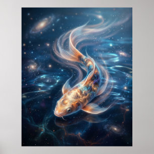 Nebula Koi Cosmic Waters Poster