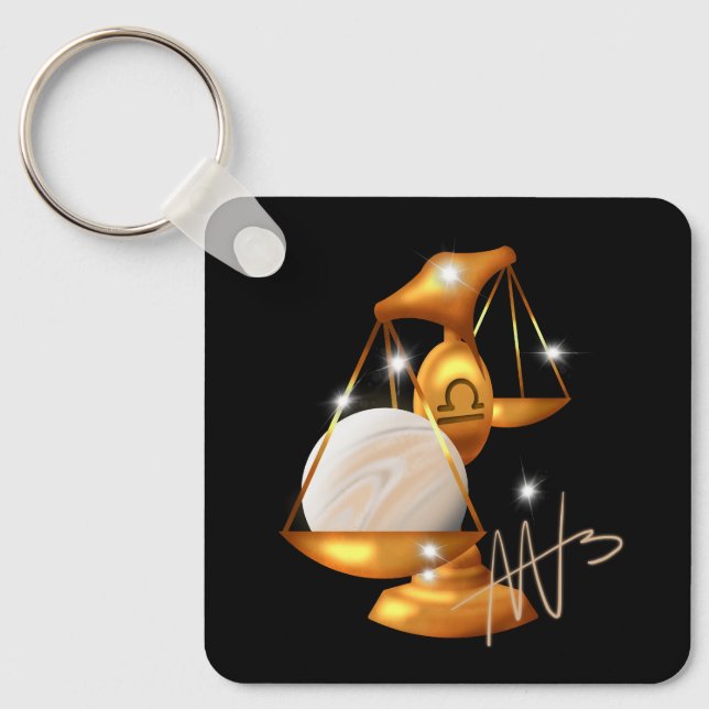 Nebula Libra Venus Zodiac Metal Key Ring (Front)