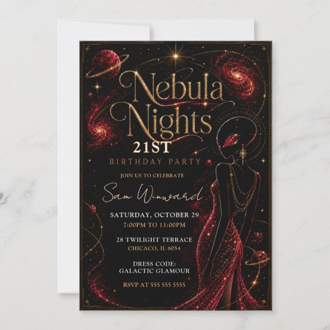 Nebula Nights 21st Birthday Party Invitation (Front)