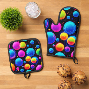 Nebula of Bubbles Oven Mitt & Pot Holder Set