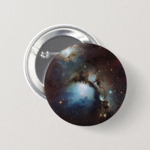 Nebula Orion Astronomy blue brown beige sky stars 6 Cm Round Badge
