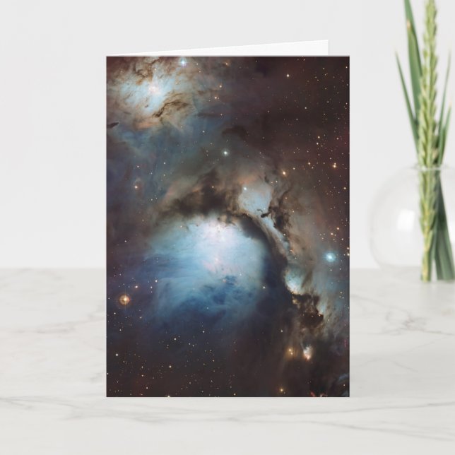 Nebula Orion Astronomy blue brown beige sky stars Thank You Card (Front)