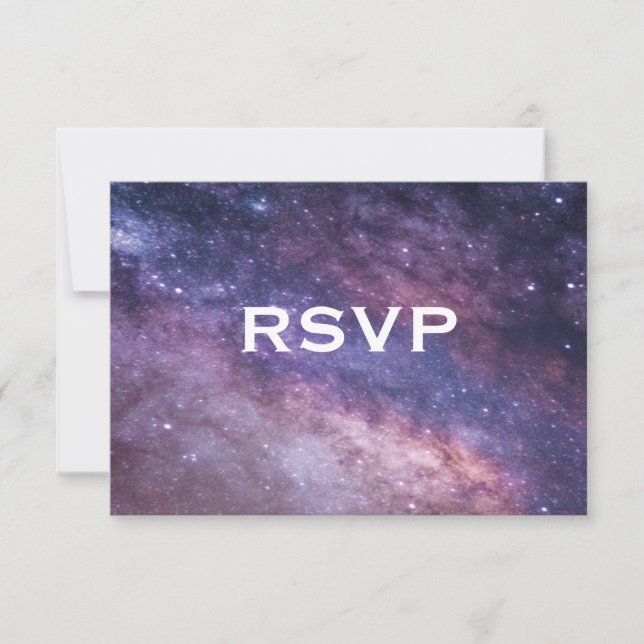 Nebula Space Cosmos Wedding RSVP Card (Front)