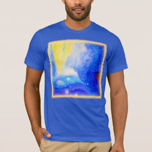 Nebula Stars Blue, Yellow and Milky White. Buy Now T-Shirt