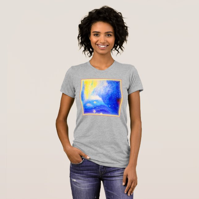 Nebula Stars Blue, Yellow and Milky White. Buy Now T-Shirt (Front Full)