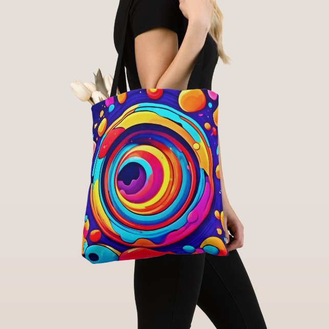 Nebula's Colourful Cosmic Vortex Art Tote Bag (Close Up)