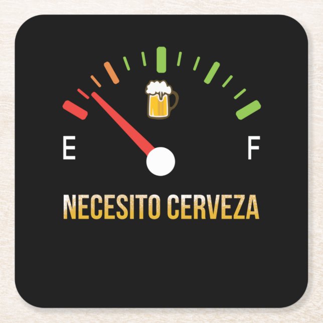 Necesito Cerveza I need beer in Spanish Square Paper Coaster (Front)