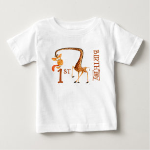 Neck & Neck Giraffe First Birthday Baby T-Shirt