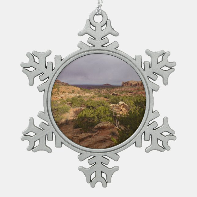 Neck Springs Trail at Canyonlands National Park Snowflake Pewter Christmas Ornament (Front)