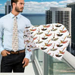 Neck Tie<br><div class="desc">Green White and Tan Fly Fishing Vintage watercolor Lure Flies.</div>