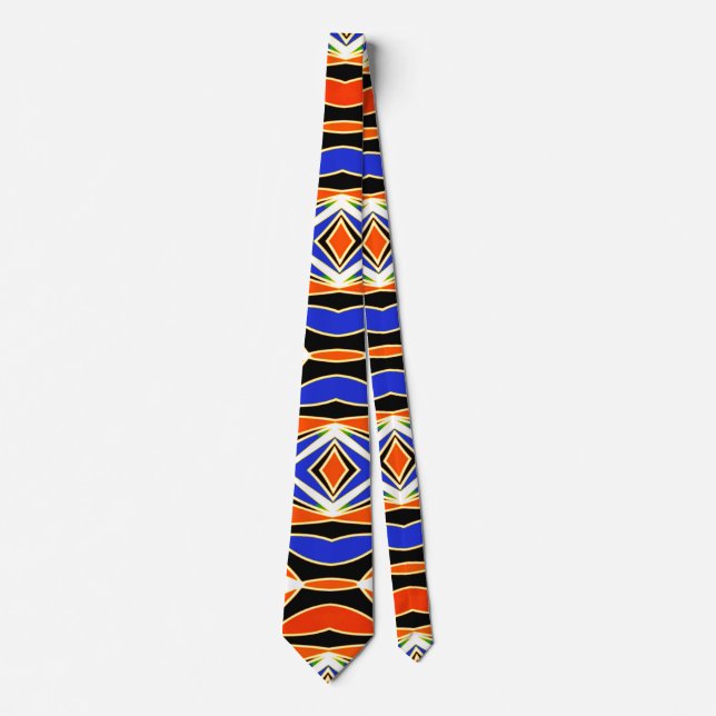 Neck Tie, A multicolor fabric print pattern design Tie (Front)