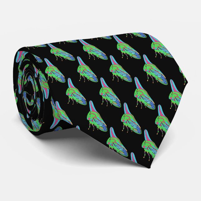 Neck Tie (black) - Oak Treehopper (Rolled)