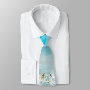 Neck Tie Groom Modern Monogram Geometric Beach
