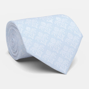 Neck Tie - Icy Blue Damask
