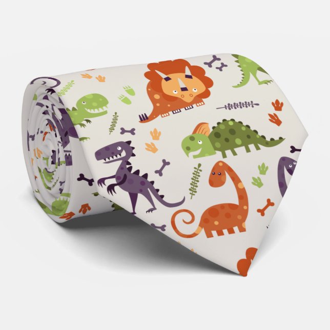 Neck Tie - Kids Love Dinosaurs  (Rolled)