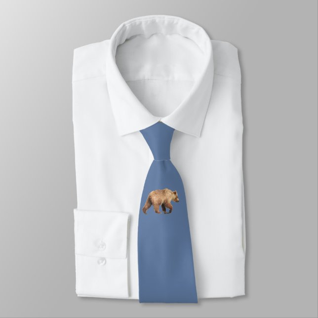Neck Tie w/ grizzly bear cub (Tied)