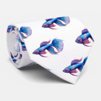 Neck Tie - Watercolor Series: Betta Fish