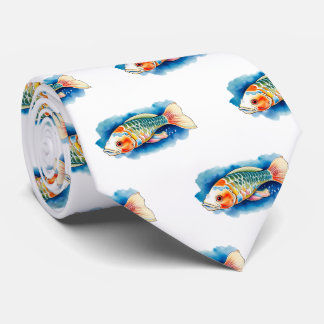 Neck Tie - Watercolor Series: Koi Fish