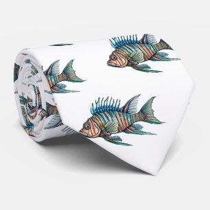 Neck Tie - Watercolor Series: Lionfish