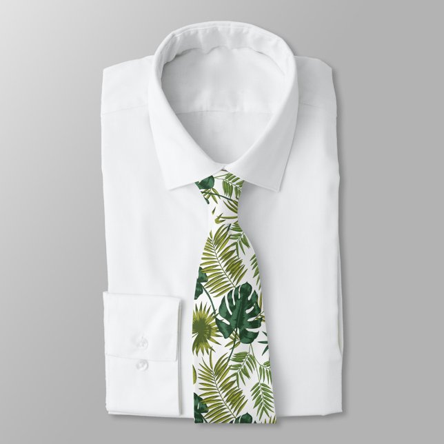 Neck tie with a tropical leaf pattern (Creator Uploaded)
