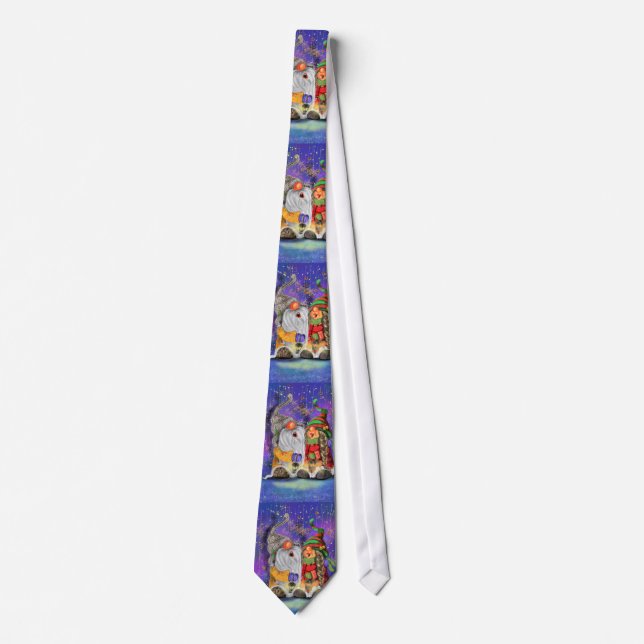 Neck Tie with Christmas Gnomes (Front)