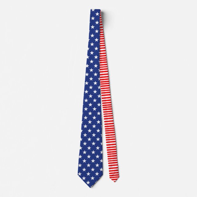 Neck Ties - Blue/White Stars/Red Stripes Back (Front)