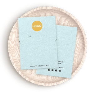 Necklace and Stud Earring Holder Logo Blue Leather Business Card