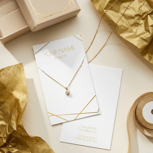 Necklace, bracelet gold geometric display card (Necklace, bracelet gold geometric display card.)