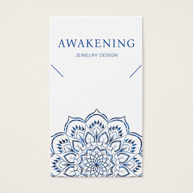 Necklace Display Card • Metallic Blue Mandala (Front)