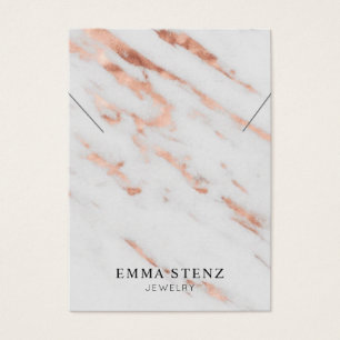 Necklace Display Card • Rose Gold on White Marble
